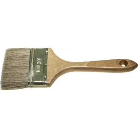 Кисть плоская  ЗУБР "УНИВЕРСАЛ-ЭКСПЕРТ", натуральная щетина, деревянная ручка, 100мм 4-01005-100 купить в Нижневартовске