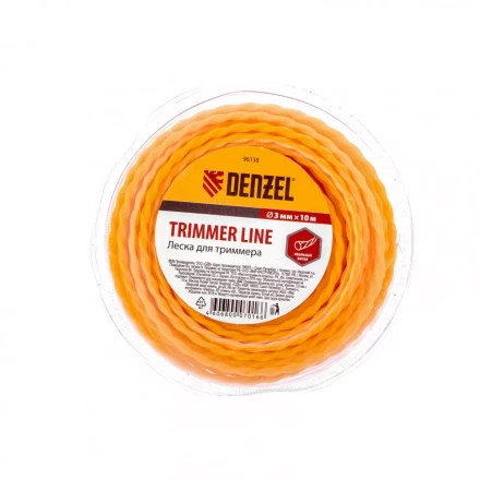 Леска для триммера овальная витая 3,0 мм х 10 м блистер Россия Denzel 96138 купить в Нижневартовске