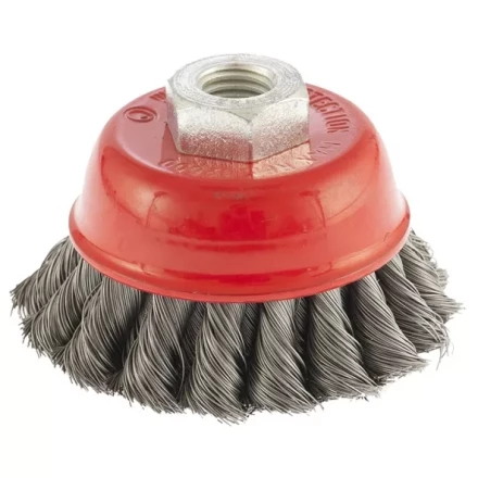 Щетка для УШМ 75 мм М14 "чашка" двухрядная крученая проволока 0,5 мм MTX 74681 купить в Нижневартовске