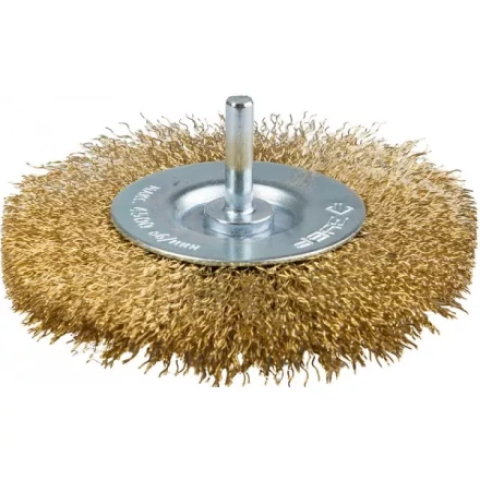 ЗУБР &quot;ЭКСПЕРТ&quot;. Щетка дисковая для дрели, двухрядная, витая латунированная стальная проволока 0,3мм, 100мм 3520-100-2_z01 купить в Нижневартовске