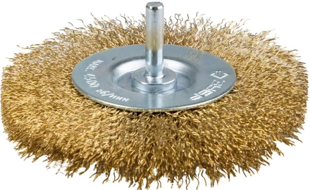 ЗУБР &quot;ЭКСПЕРТ&quot;. Щетка дисковая для дрели, двухрядная, витая латунированная стальная проволока 0,3мм, 100мм 3520-100-2_z01 купить в Нижневартовске