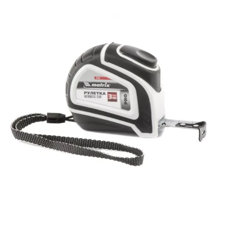 Рулетка Autostop 3 м х 16 мм двухкомпонентный корпус автоматическая фиксация MATRIX 32550 купить в Нижневартовске