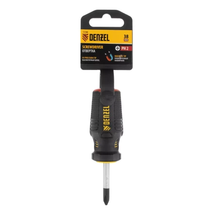 Отвертка PH2х38 мм, CrV, трехкомпонентная рукоятка Denzel 12186 купить в Нижневартовске