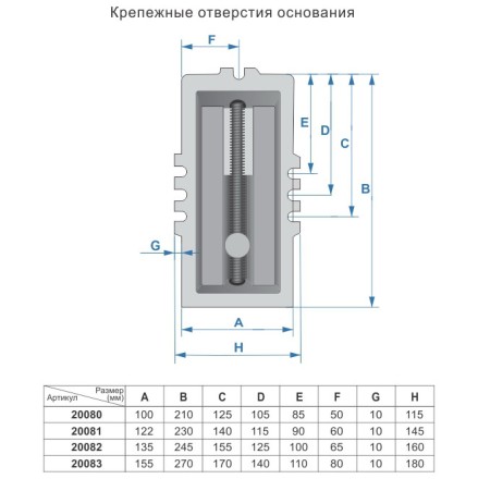 Тиски  машинные крестовинные 125мм 20082 купить в Нижневартовске