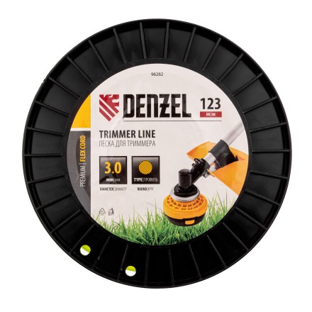 Леска для триммера круглая Denzel, 3,0мм х 123м, на DIN катушке FLEX CORD, 96282 купить в Нижневартовске