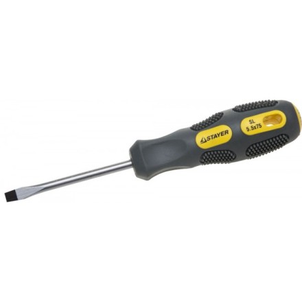 Отвертка STAYER &quot;PROFESSIONAL&quot; &quot;MAX-GRIP&quot; слесарная, Cr-V, намагниченная, SL 5,5х75мм 2580-05-075 G купить в Нижневартовске