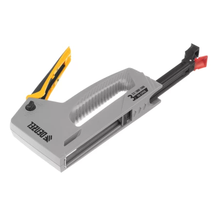 Степлер мебельный Denzel 40213, пластиковый корпус, тип 53, 6-14 мм, тип 300, 15 мм, тип 500, 15 мм купить в Нижневартовске