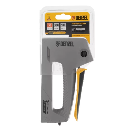 Степлер мебельный Denzel 40213, пластиковый корпус, тип 53, 6-14 мм, тип 300, 15 мм, тип 500, 15 мм купить в Нижневартовске