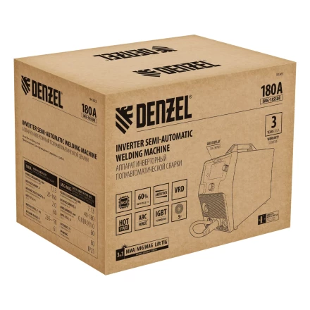 Аппарат инвертор. полуавтомат. cварки Denzel IMIG-185SDR 94363, 180 А, ПВ 60%, катушка 5 кг купить в Нижневартовске