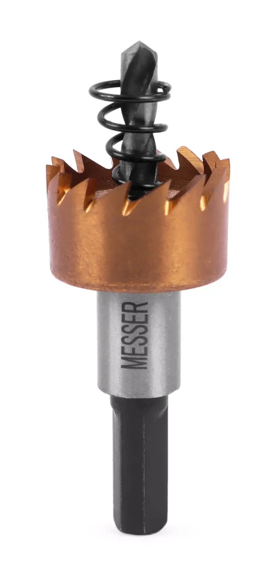 HSS-TiN коронка MESSER 24мм с центр. сверлом и толкающей пружиной для лист. материала до 2 мм ц/х