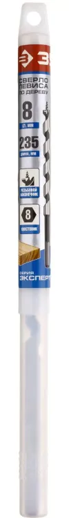 ЗУБР. Сверло по дереву, спираль Левиса, HEX хвостовик, 8х235мм 2948-235-08_z01 купить в Нижневартовске
