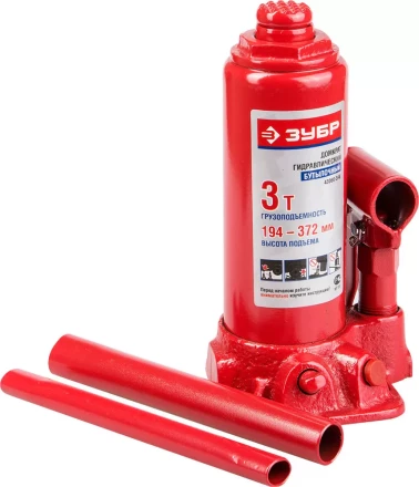 Домкрат ЗУБР ЭКСПЕРТ гидравлический бутылочный в пластмассовом кейсе, 3т, 194-372мм 43060-3-K купить в Нижневартовске