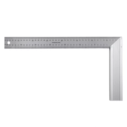 Угольник стальной 400 мм, нержавеющая сталь, градуировка, алюминиевое основание Denzel 32398 купить в Нижневартовске