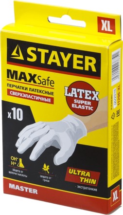 Перчатки STAYER &quot;MASTER&quot; латексные экстратонкие, L, 10шт 11206-L купить в Нижневартовске