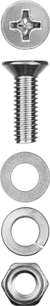 Винт (DIN965) в комплекте с гайкой (DIN934), шайбой (DIN125), шайбой пруж. (DIN127), M6 x 20 мм, 12 шт, ЗУБР 303456-06-020 купить в Нижневартовске