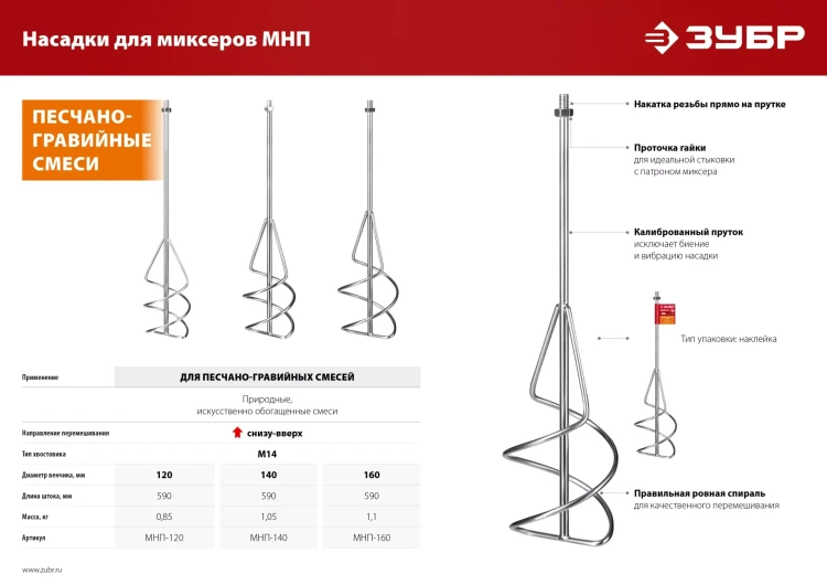 ЗУБР М14, d120 мм, насадка-миксер для песчано-гравийных смесей снизу-вверх (МНП-120) купить в Нижневартовске
