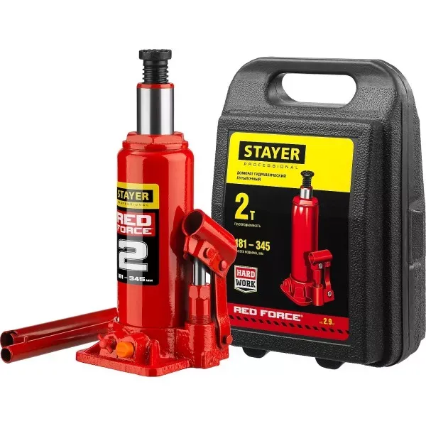 Домкрат STAYER "PROFI" гидравлический бутылочный, в кейсе, 2т, 148-278мм 43160-2-K купить в Нижневартовске