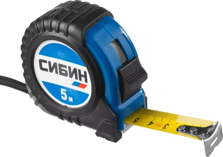 Рулетка СИБИН, обрезиненный пластиковый корпус, 5м/19мм 34019-05-19 купить в Нижневартовске