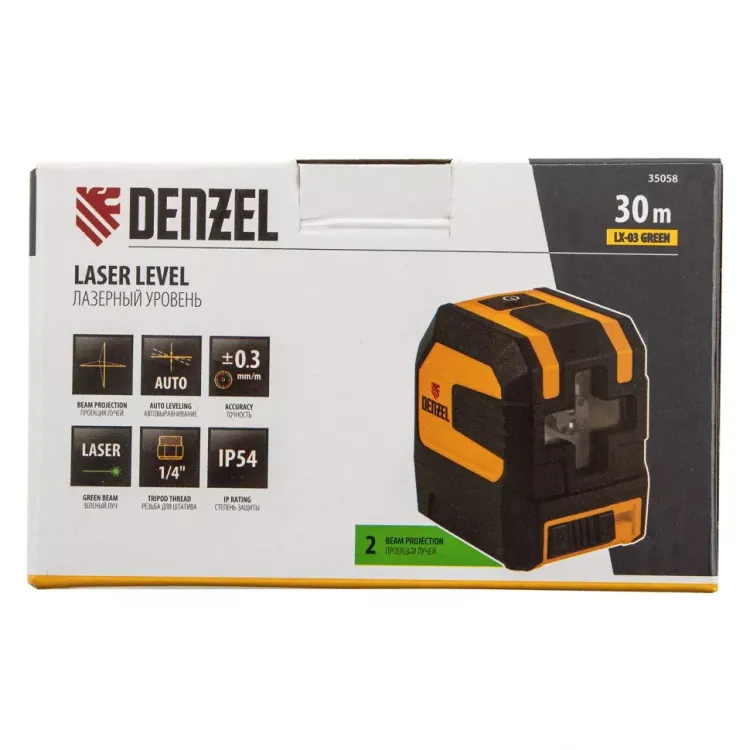 Лазерный уровень LX 03 Green, 30 м, 520 нм, резьба 1/4" Denzel 35058 купить в Нижневартовске