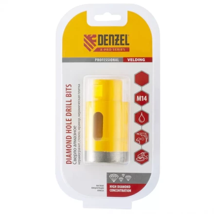 Сверло алмазное по керамограниту 32мм мокрое резание М14 DENZEL 72684 купить в Нижневартовске