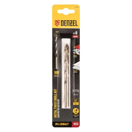 Сверло по металлу, 8 мм, HSS Co-8%// Denzel 71454 купить в Нижневартовске