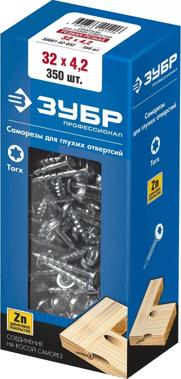 ЗУБР 32 х 4.2 мм, редкая резьба, ТХ20, цинк, 350 шт, саморез для глухих отверстий, Профессионал (30081-42-032) купить в Нижневартовске