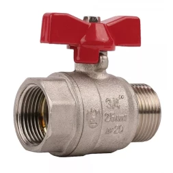 Кран ЗУБР шаровой 3/4&quot; полнопроходной &quot;мама-папа&quot;, бабочка, никелированная латунь 51354-N-3/4