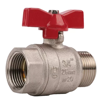 Кран ЗУБР шаровой 3/4&quot; полнопроходной &quot;мама-папа&quot;, бабочка, никелированная латунь 51354-N-3/4 купить в Нижневартовске