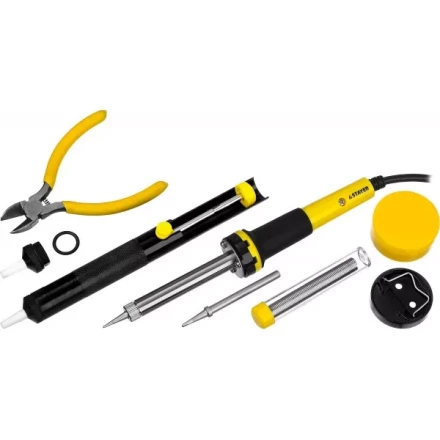 Набор STAYER "PROFI" для паяльных работ, паяльник 55300 + подставка + припой + жало сменное + шприц + насадка на жало + канифоль + кусачки, 60 Вт 55314-60-H8 купить в Нижневартовске