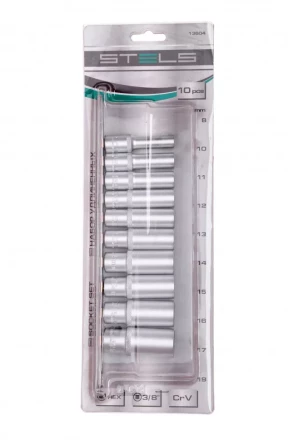 Набор удлиненных торцевых головок 3/8 шестигранные CrV 10 шт 8-19 мм Stels 13604 купить в Нижневартовске
