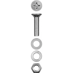 Винт (DIN965) в комплекте с гайкой (DIN934), шайбой (DIN125), шайбой пруж. (DIN127), M6 x 30 мм, 10 шт, ЗУБР 303456-06-030