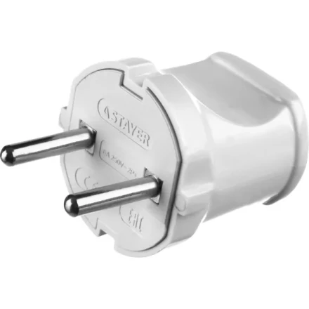 Вилка MAXElectro электрическая, 6А/220В, белая, STAYER 55150-W купить в Нижневартовске