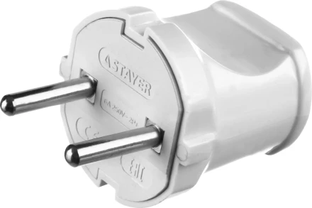 Вилка MAXElectro электрическая, 6А/220В, белая, STAYER 55150-W купить в Нижневартовске