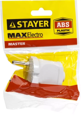 Вилка MAXElectro электрическая, 6А/220В, белая, STAYER 55150-W купить в Нижневартовске
