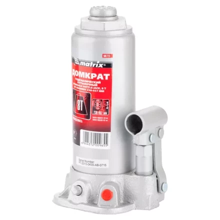 Домкрат гидравлический бутылочный 8 т h подъема 230–457 мм  MATRIX MASTER 50723 купить в Нижневартовске