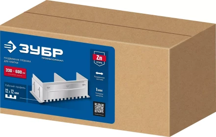 ЗУБР зуб 12*12 мм, до 600 мм, оцинкованная сталь, Раздвижная гребенка для плитки, ПРОФЕССИОНАЛ (08045-12) купить в Нижневартовске