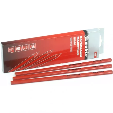 Карандаши малярные овальные универсальные 250мм коробка 12штук MATRIX 84808 купить в Нижневартовске