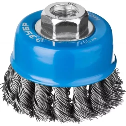 ЗУБР "ПРОФЕССИОНАЛ". Щетка чашечная для УШМ, плетеные пучки стальной проволоки 0,5мм, 65ммхМ14 35275-065_z02