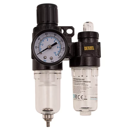 Блок подготовки воздуха регулятор-фильтр-лубрикатор FLR1500, 10 бар, 1500 л/мин, 1/4" Denzel 57469 купить в Нижневартовске
