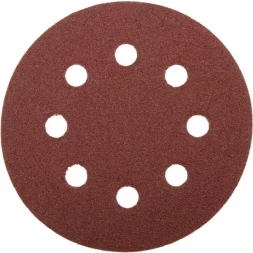 Круг шлифовальный ЗУБР &quot;МАСТЕР&quot; универсальный, из абразивной бумаги на велкро основе, 8 отверстий, Р80, 115мм, 5шт 35560-115-080