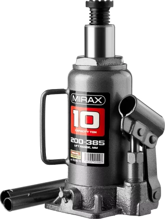 Домкрат гидравлический бутылочный, 10т, 200-385 мм, MIRAX 43260-10 43260-10 купить в Нижневартовске