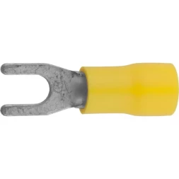 Наконечник СВЕТОЗАР для кабеля, изолированный, с вилкой, желтый, вн. d 4,3мм, под болт 8мм, провод 4-6мм2, 48А, 10шт 49420-60