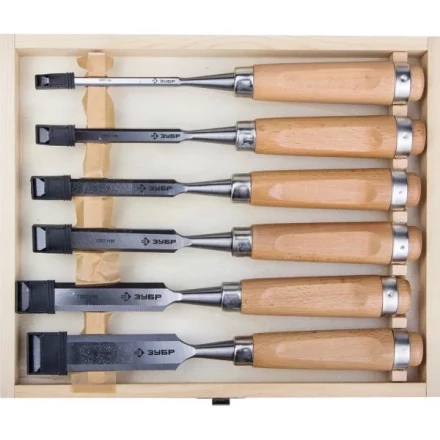 Набор ЗУБР Стамески-долото "ЭКСПЕРТ" с деревянной ручкой, хромованадиевых, 6; 10; 12; 16; 20; 25мм, 6шт 18096-H6 купить в Нижневартовске