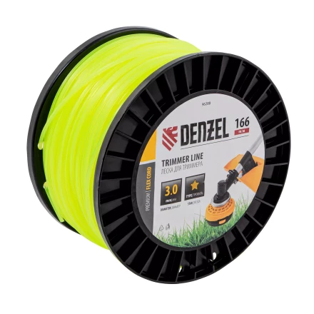 Леска для триммера звезда Denzel, 3,0мм х 166м, на DIN катушке FLEX CORD, 96288 купить в Нижневартовске