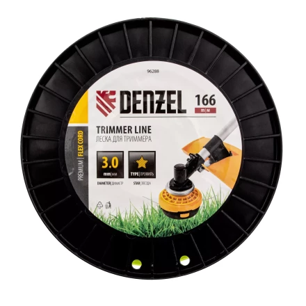 Леска для триммера звезда Denzel, 3,0мм х 166м, на DIN катушке FLEX CORD, 96288 купить в Нижневартовске