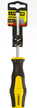 Отвертка STAYER "MASTER" "HERCULES", Сr-V, противоскользящая рукоятка, SL6,0x100мм 25051-06-10_z02 купить в Нижневартовске