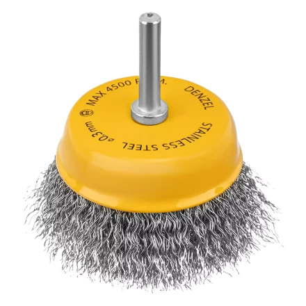 Щетка для дрели Denzel, 75 мм, Чашка, со шпилькой, нержавеющая витая проволока, 744773 купить в Нижневартовске