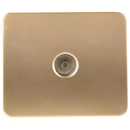 Розетка СВЕТОЗАР "ГАММА" телевизионная, без вставки и рамки, цвет золотой металлик SV-54115-GM купить в Нижневартовске