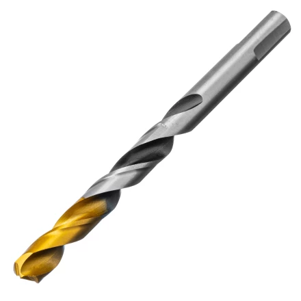 Сверло спиральное по металлу Denzel 10 x 133мм, Р6М5, Golden Tip, многогранная заточка, 718285 купить в Нижневартовске