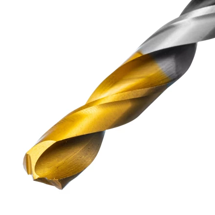 Сверло спиральное по металлу Denzel 10 x 133мм, Р6М5, Golden Tip, многогранная заточка, 718285 купить в Нижневартовске